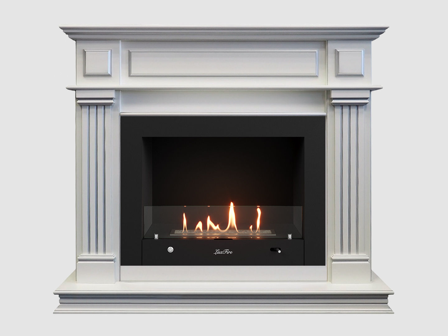Каминный портал МДФ "Амелия 1260" с биокамином Lux Fire "Фаер Бокс 4 - 33" (белый) по цене 128 900 руб.