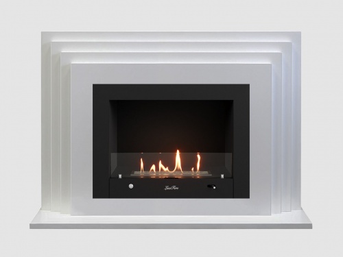 Каминный портал МДФ "Амстердам 1230" с биокамином Lux Fire "Фаер Бокс 4-30" (белый)