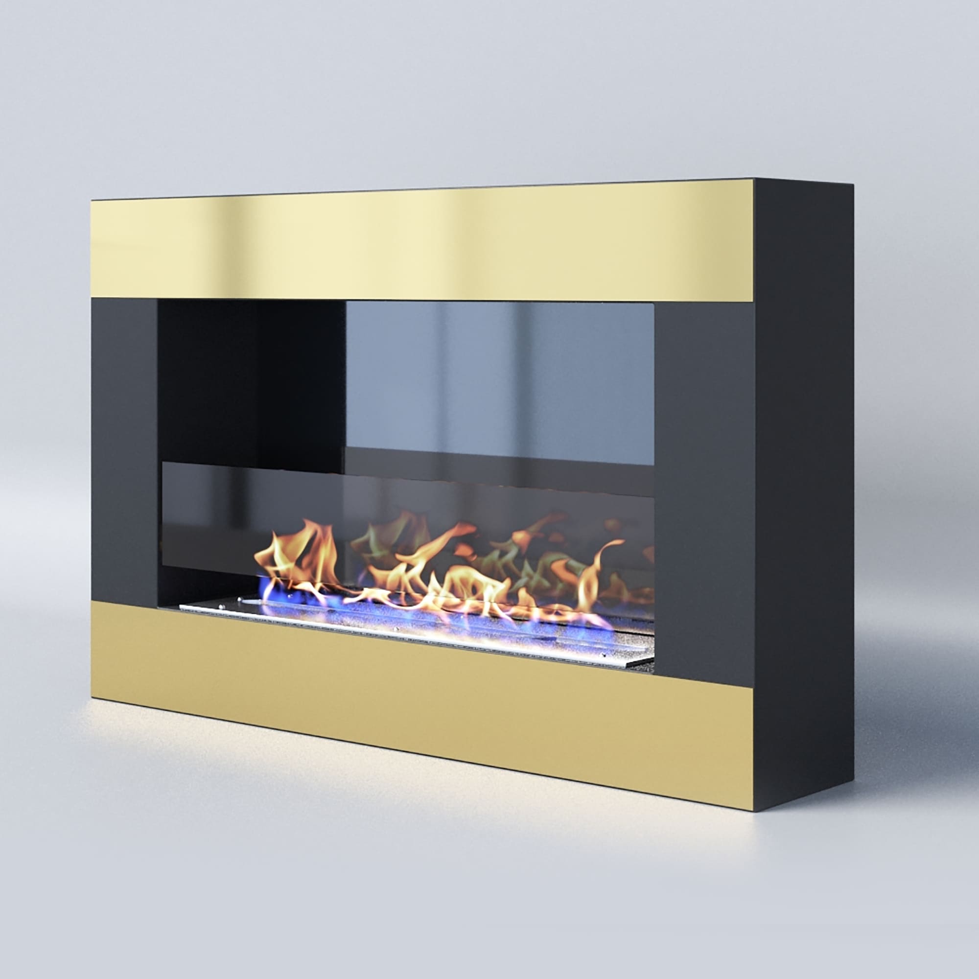 Биокамин "Русский огонь" Голд 800N настенный (высота 500мм.) с декоративным стеклом (стемалитом) по цене 28 100 руб.