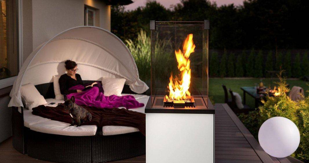 Газовый нагреватель Kratki PATIO/G31/37Mbar/B, белое стекло, с пультом ДУ