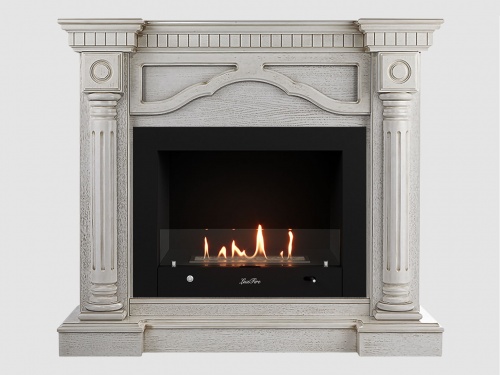 Каминный портал МДФ "Монако 1210" с биокамином Lux Fire "Фаер Бокс 4-30" (белый)