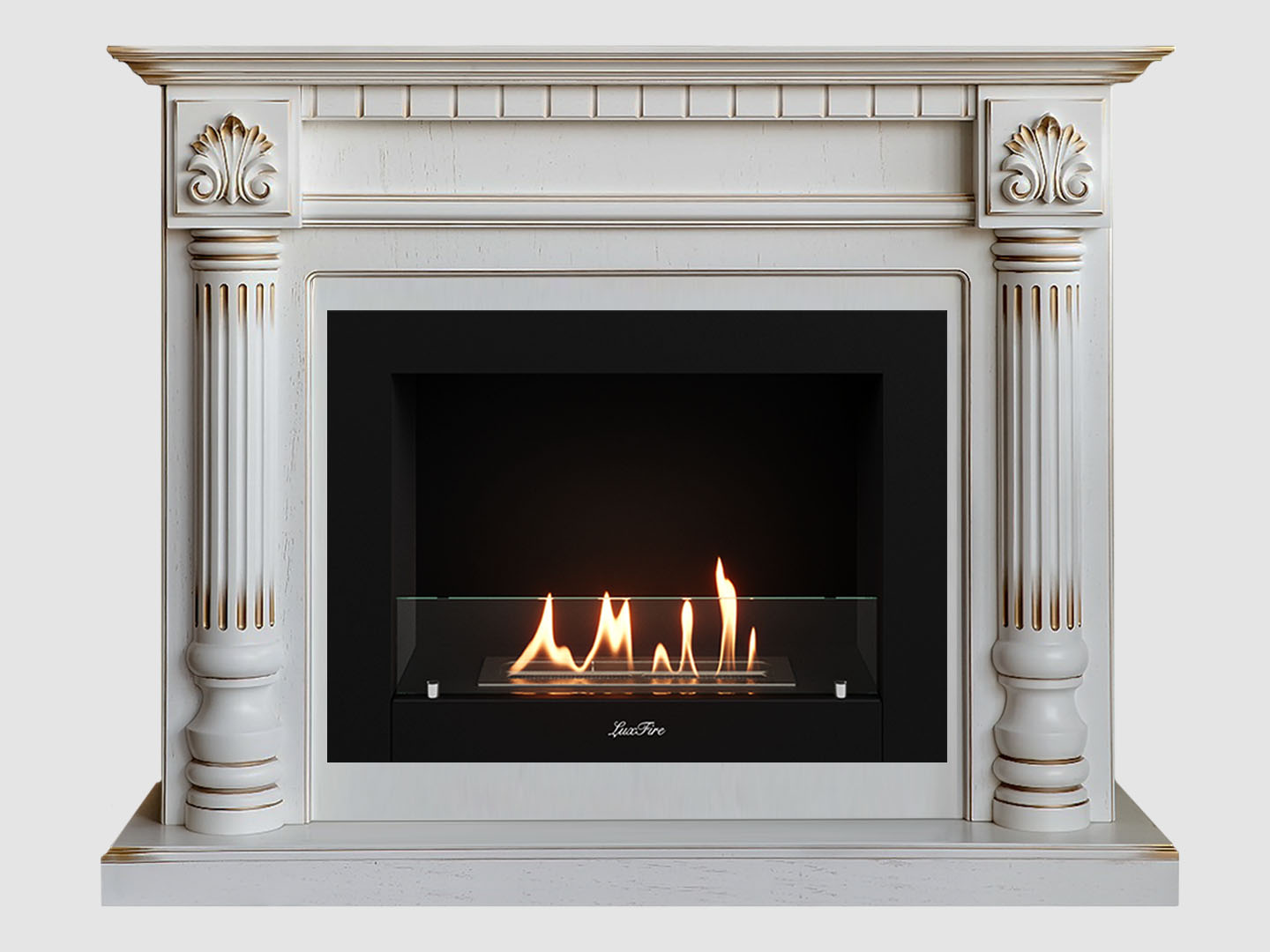 Каминный портал МДФ "Македония 1250" с биокамином Lux Fire "Фаер Бокс 2-25.5" (белый) по цене 85 900 руб.