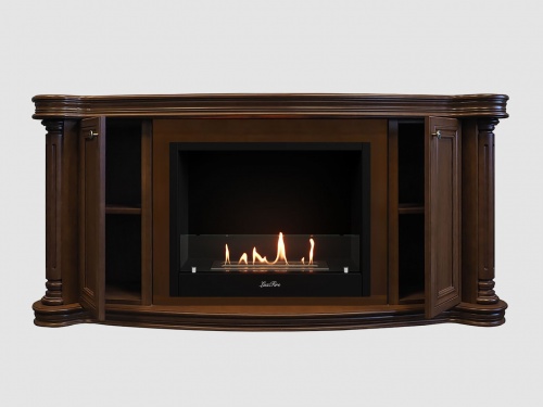 Каминный портал МДФ "Бетховен 1720" с биокамином Lux Fire "Фаер Бокс 1 - 33" (темный орех)