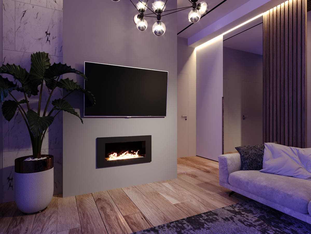 Биокамин "Русский огонь" Лофт 800V встраиваемый с декоративным стеклом (стемалитом) по цене 25 100 руб.