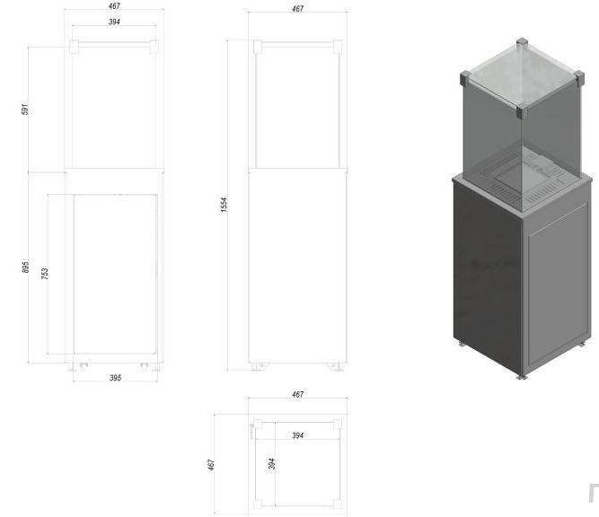 Газовый нагреватель Kratki PATIO/G31/37Mbar/S, сталь, с пультом ДУ