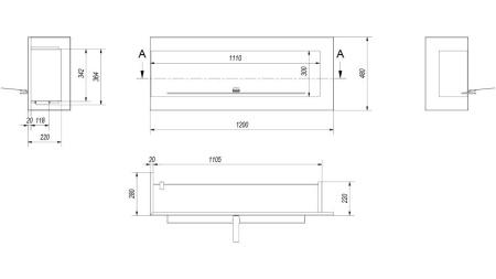 Биокамин Kratki DELTA/P/1200 угловая Биокамин Kratki DELTA/P/1200 угловая по цене