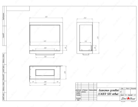 Биокамин угловой SteelHeat Leader 500 левый стекло + стемалит по цене 28 389 руб.